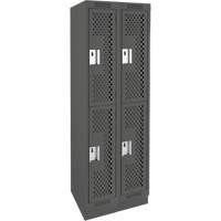 Clean Line Lockers, 2 -tier, Bank of 2, 24" x 12" x 76", Steel, Charcoal, Rivet (Assembled), Perforated Distribution Jean Lapalme