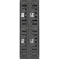 Clean Line Lockers, 2 -tier, Bank of 2, 24" x 12" x 76", Steel, Charcoal, Rivet (Assembled), Perforated Distribution Jean Lapalme