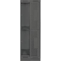 Clean Line Lockers, 2 -tier, Bank of 2, 24" x 12" x 76", Steel, Charcoal, Rivet (Assembled), Perforated Distribution Jean Lapalme
