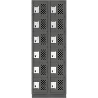 Clean-Line Perforated Lockerette, 6 -tier, Bank of 2, 12" x 72" x 12", Steel Distribution Jean Lapalme