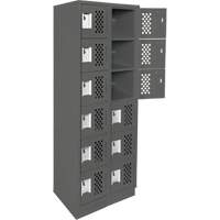 Clean-Line Perforated Lockerette, 6 -tier, Bank of 2, 12" x 72" x 12", Steel Distribution Jean Lapalme