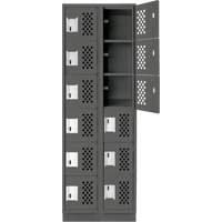 Clean-Line Perforated Lockerette, 6 -tier, Bank of 2, 12" x 72" x 12", Steel Distribution Jean Lapalme