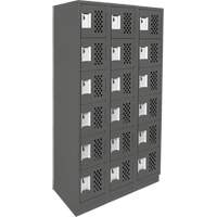 Clean-Line Perforated Lockerette, 6 -tier, Bank of 3, 12" x 72" x 12", Steel Distribution Jean Lapalme