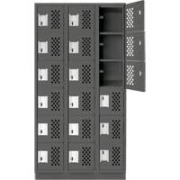Clean-Line Perforated Lockerette, 6 -tier, Bank of 3, 12" x 72" x 12", Steel Distribution Jean Lapalme