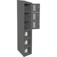 Clean-Line Perforated Lockerette, 6 -tier, 15" x 72" x 12", Steel Distribution Jean Lapalme
