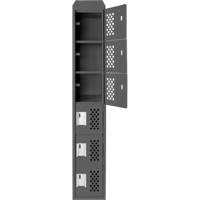 Clean-Line Perforated Lockerette, 6 -tier, 15" x 72" x 12", Steel Distribution Jean Lapalme