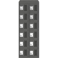 Assembled Lockerettes Clean Line Perforated Economy Lockers, 6 -tier, Bank of 2, 18" x 72" x 12", Steel Distribution Jean Lapalme