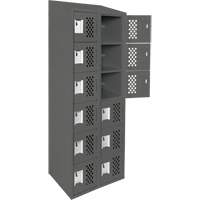 Assembled Lockerettes Clean Line Perforated Economy Lockers, 6 -tier, Bank of 2, 18" x 72" x 12", Steel Distribution Jean Lapalme