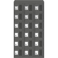 Assembled Lockerettes Clean Line Perforated Economy Lockers, 6 -tier, Bank of 3, 18" x 72" x 12", Steel Distribution Jean Lapalme