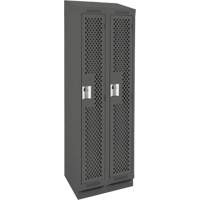 Clean Line Lockers, Bank of 2, 24" x 15" x 82", Steel, Charcoal, Rivet (Assembled), Perforated Distribution Jean Lapalme