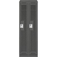 Clean Line Lockers, Bank of 2, 24" x 15" x 82", Steel, Charcoal, Rivet (Assembled), Perforated Distribution Jean Lapalme