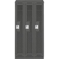 Clean Line Lockers, Bank of 3, 36" x 15" x 82", Steel, Charcoal, Rivet (Assembled), Perforated Distribution Jean Lapalme