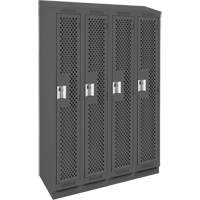 Clean Line Lockers, Bank of 4, 48" x 15" x 82", Steel, Charcoal, Rivet (Assembled), Perforated Distribution Jean Lapalme