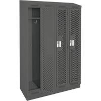 Clean Line Lockers, Bank of 4, 48" x 15" x 82", Steel, Charcoal, Rivet (Assembled), Perforated Distribution Jean Lapalme