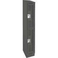 Clean Line Lockers, 2 -tier, 12" x 12" x 82", Steel, Charcoal, Rivet (Assembled), Perforated Distribution Jean Lapalme