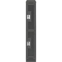Clean Line Lockers, 2 -tier, 12" x 12" x 82", Steel, Charcoal, Rivet (Assembled), Perforated Distribution Jean Lapalme