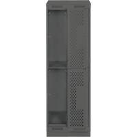 Clean Line Lockers, 2 -tier, Bank of 2, 24" x 15" x 82", Steel, Charcoal, Rivet (Assembled), Perforated Distribution Jean Lapalme