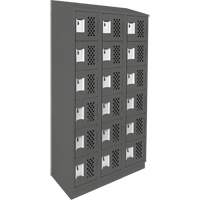 Clean-Line Perforated Lockerette, 6 -tier, Bank of 3, 12" x 72" x 12", Steel Distribution Jean Lapalme