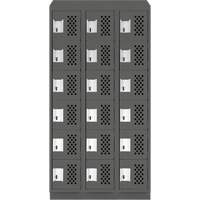 Clean-Line Perforated Lockerette, 6 -tier, Bank of 3, 12" x 72" x 12", Steel Distribution Jean Lapalme