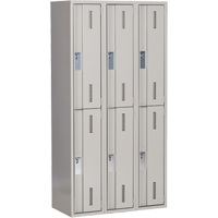 Concorde Heavy-Duty Lockers, 2 -tier, Bank of 3, 36" x 18" x 72", Steel, Grey, Welded (Assembled) Distribution Jean Lapalme