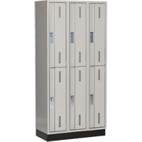 Concorde Heavy-Duty Lockers, 2 -tier, Bank of 3, 36" x 18" x 76", Steel, Grey, Welded (Assembled) Distribution Jean Lapalme