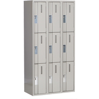 Concorde Heavy-Duty Lockers, 3 -tier, Bank of 3, 36" x 18" x 72", Steel, Grey, Welded (Assembled) Distribution Jean Lapalme