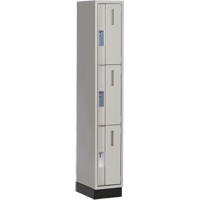 Concorde Heavy-Duty Lockers, 3 -tier, 12" x 18" x 76", Steel, Grey, Welded (Assembled) Distribution Jean Lapalme