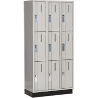 Concorde Heavy-Duty Lockers, 3 -tier, Bank of 3, 36" x 18" x 76", Steel, Grey, Welded (Assembled) Distribution Jean Lapalme