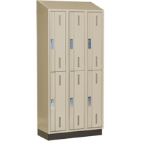 Concorde Heavy-Duty Lockers, 2 -tier, Bank of 3, 36" x 18" x 82", Steel, Beige, Welded (Assembled) Distribution Jean Lapalme