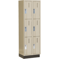 Concorde Heavy-Duty Lockers, 3 -tier, Bank of 2, 24" x 18" x 76", Steel, Beige, Welded (Assembled) Distribution Jean Lapalme