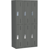 Concorde Heavy-Duty Lockers, 2 -tier, Bank of 3, 36" x 18" x 72", Steel, Charcoal, Welded (Assembled) Distribution Jean Lapalme