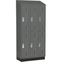 Concorde Heavy-Duty Lockers, 2 -tier, Bank of 3, 36" x 18" x 82", Steel, Charcoal, Welded (Assembled) Distribution Jean Lapalme
