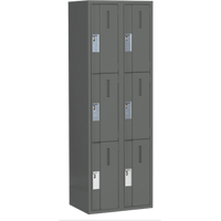 Concorde Heavy-Duty Lockers, 3 -tier, Bank of 2, 24" x 18" x 72", Steel, Charcoal, Welded (Assembled) Distribution Jean Lapalme