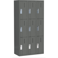 Concorde Heavy-Duty Lockers, 3 -tier, Bank of 3, 36" x 18" x 72", Steel, Charcoal, Welded (Assembled) Distribution Jean Lapalme