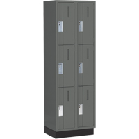 Concorde Heavy-Duty Lockers, 3 -tier, Bank of 2, 24" x 18" x 76", Steel, Charcoal, Welded (Assembled) Distribution Jean Lapalme