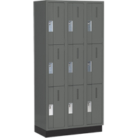 Concorde Heavy-Duty Lockers, 3 -tier, Bank of 3, 36" x 18" x 76", Steel, Charcoal, Welded (Assembled) Distribution Jean Lapalme