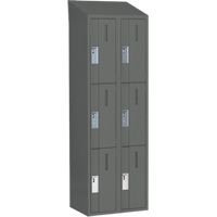 Concorde Heavy-Duty Lockers, 3 -tier, Bank of 2, 24" x 18" x 78", Steel, Charcoal, Welded (Assembled) Distribution Jean Lapalme