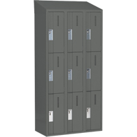 Concorde Heavy-Duty Lockers, 3 -tier, Bank of 3, 36" x 18" x 78", Steel, Charcoal, Welded (Assembled) Distribution Jean Lapalme