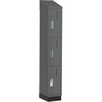 Concorde Heavy-Duty Lockers, 3 -tier, 12" x 18" x 82", Steel, Charcoal, Welded (Assembled) Distribution Jean Lapalme