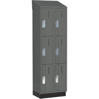 Concorde Heavy-Duty Lockers, 3 -tier, Bank of 2, 24" x 18" x 82", Steel, Charcoal, Welded (Assembled) Distribution Jean Lapalme