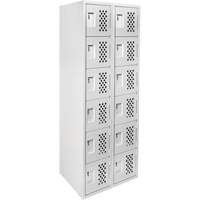 Petit casier perfor&eacute; Clean-Line, 6 niveaux, Bloc de 2, 15" x 72" x 12", Acier Distribution Jean Lapalme
