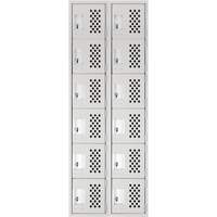 Petit casier perfor&eacute; Clean-Line, 6 niveaux, Bloc de 2, 15" x 72" x 12", Acier Distribution Jean Lapalme