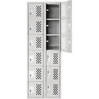 Petit casier perfor&eacute; Clean-Line, 6 niveaux, Bloc de 2, 15" x 72" x 12", Acier Distribution Jean Lapalme