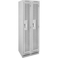 Clean Line Lockers, Bank of 2, 24" x 18" x 76", Steel, Grey, Rivet (Assembled), Perforated Distribution Jean Lapalme