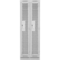 Clean Line Lockers, Bank of 2, 24" x 18" x 76", Steel, Grey, Rivet (Assembled), Perforated Distribution Jean Lapalme