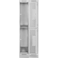 Clean Line Lockers, 2 -tier, Bank of 2, 24" x 12" x 76", Steel, Grey, Rivet (Assembled), Perforated Distribution Jean Lapalme