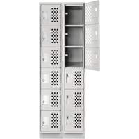 Clean-Line Perforated Lockerette, 6 -tier, Bank of 2, 12" x 72" x 12", Steel Distribution Jean Lapalme