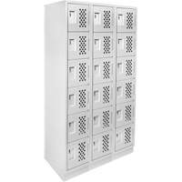 Clean-Line Perforated Lockerette, 6 -tier, Bank of 3, 12" x 72" x 12", Steel Distribution Jean Lapalme