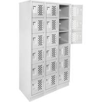Clean-Line Perforated Lockerette, 6 -tier, Bank of 3, 12" x 72" x 12", Steel Distribution Jean Lapalme