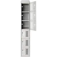 Clean-Line Perforated Lockerette, 6 -tier, 15" x 72" x 12", Steel Distribution Jean Lapalme